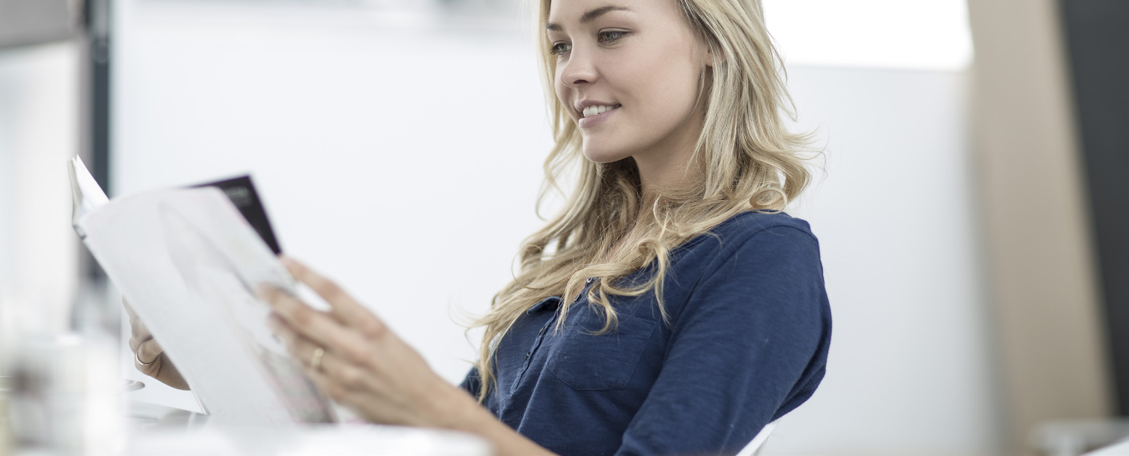 woman reading a training white paper